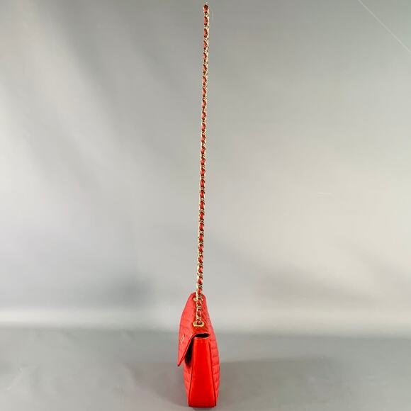 PIERRE BALMAIN Red Quilted Leather Chain Strap Shoulder Bag - Picture 5 of 9